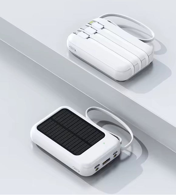20000mAh Solar Power Bank Built Cables Fast Charger
