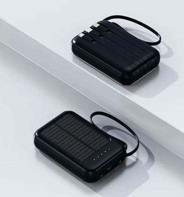 20000mAh Solar Power Bank Built Cables Fast Charger