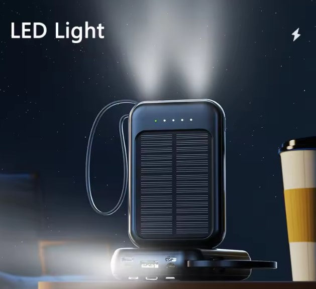 20000mAh Solar Power Bank Built Cables Fast Charger