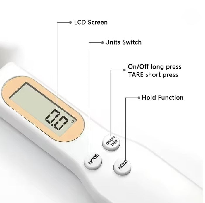 500g/17.64oz Digital Measuring Spoon Scale - Precise Kitchen Scale for Cooking and Baking - Handy Weighing Spoon
