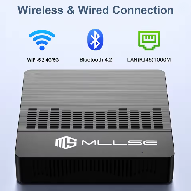MLLSE Mini PC M2 Air Intel Gemini Lake N4000 Intel J3710 Windows 11 6GB RAM 128GB SSD - Dual-Band Wi-Fi Bluetooth USB Mini Computer