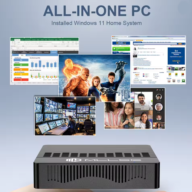 MLLSE Mini PC M2 Air Intel Gemini Lake N4000 Intel J3710 Windows 11 6GB RAM 128GB SSD - Dual-Band Wi-Fi Bluetooth USB Mini Computer