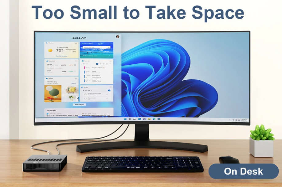 MLLSE Mini PC M2 Air Intel Gemini Lake N4000 Intel J3710 Windows 11 6GB RAM 128GB SSD - Dual-Band Wi-Fi Bluetooth USB Mini Computer