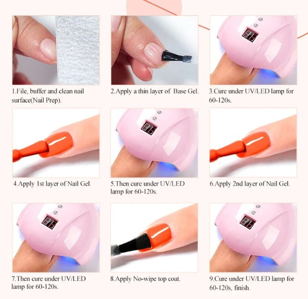 MEET ACROSS 8Pcs/Set Gel Nail Polish Set for All Season Neon Marcaron Green Red Series UV Gel Varnish Manicure Kit Nail Supplies