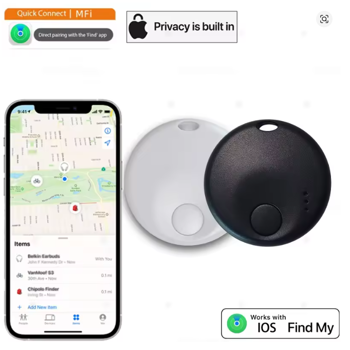 New Mini Smart Tag, Bluetooth Luggage Tracker. Works with App Find My (iOS Only – Not Android), Item Locator for Key, Luggage, Backpack, Pet, Children