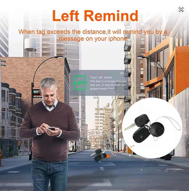 New Mini Smart Tag, Bluetooth Luggage Tracker. Works with App Find My (iOS Only – Not Android), Item Locator for Key, Luggage, Backpack, Pet, Children