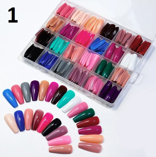288pcs/box Colourful Fake Nails Acrylic Full Cover Nail Tips Ballet Wear Nail Press on Nails with Gel DIY Manicure Tools