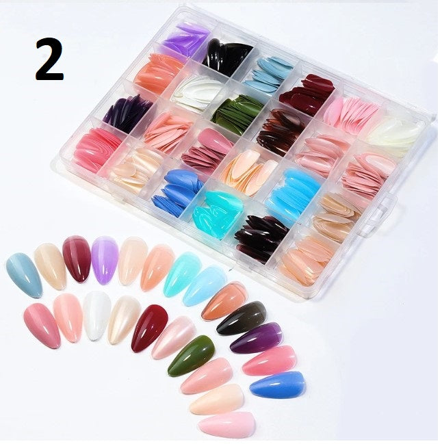 288pcs/box Colourful Fake Nails Acrylic Full Cover Nail Tips Ballet Wear Nail Press on Nails with Gel DIY Manicure Tools