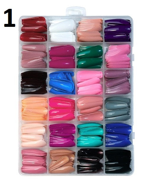 288pcs/box Colourful Fake Nails Acrylic Full Cover Nail Tips Ballet Wear Nail Press on Nails with Gel DIY Manicure Tools