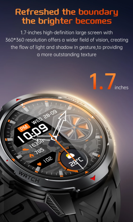 The best smartwatch at an incredible price - Military Outdoor Smart Watch Men 1.7inch Screen Compass Bluetooth Call 3ATM Waterproof  1100mAh Super Capacity Battery Need charge after one week or more!