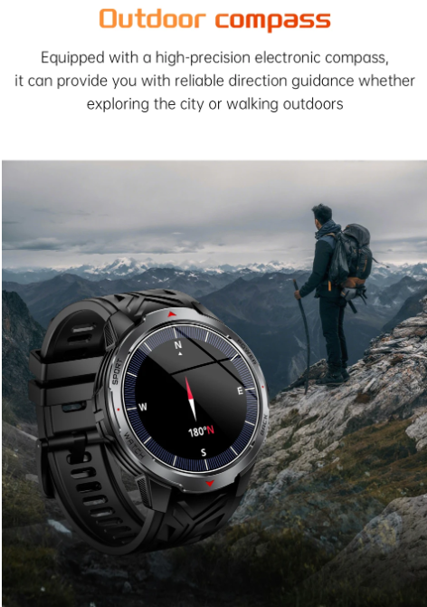 The best smartwatch at an incredible price - Military Outdoor Smart Watch Men 1.7inch Screen Compass Bluetooth Call 3ATM Waterproof  1100mAh Super Capacity Battery Need charge after one week or more!