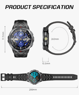 The best smartwatch at an incredible price - Military Outdoor Smart Watch Men 1.7inch Screen Compass Bluetooth Call 3ATM Waterproof  1100mAh Super Capacity Battery Need charge after one week or more!