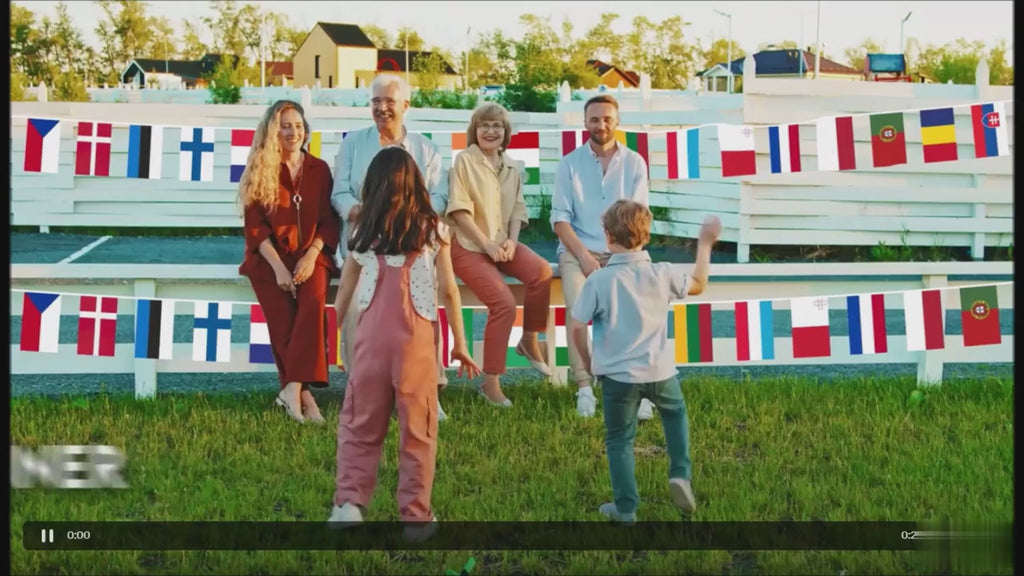 BANNER 8 ΜΕΤΡΑ ΜΕ 28 ΣΗΜΑΙΕΣ - BANNER WITH 27 EU MEMBER FLAGS + EU FLAG 8 METERS LONG