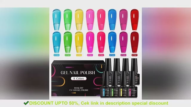 MEET ACROSS 8Pcs/Set Gel Nail Polish Set for All Season Neon Marcaron Green Red Series UV Gel Varnish Manicure Kit Nail Supplies