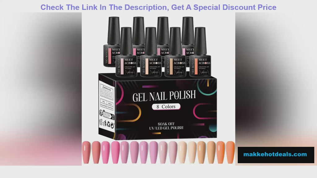 MEET ACROSS 8Pcs/Set Gel Nail Polish Set for All Season Neon Marcaron Green Red Series UV Gel Varnish Manicure Kit Nail Supplies